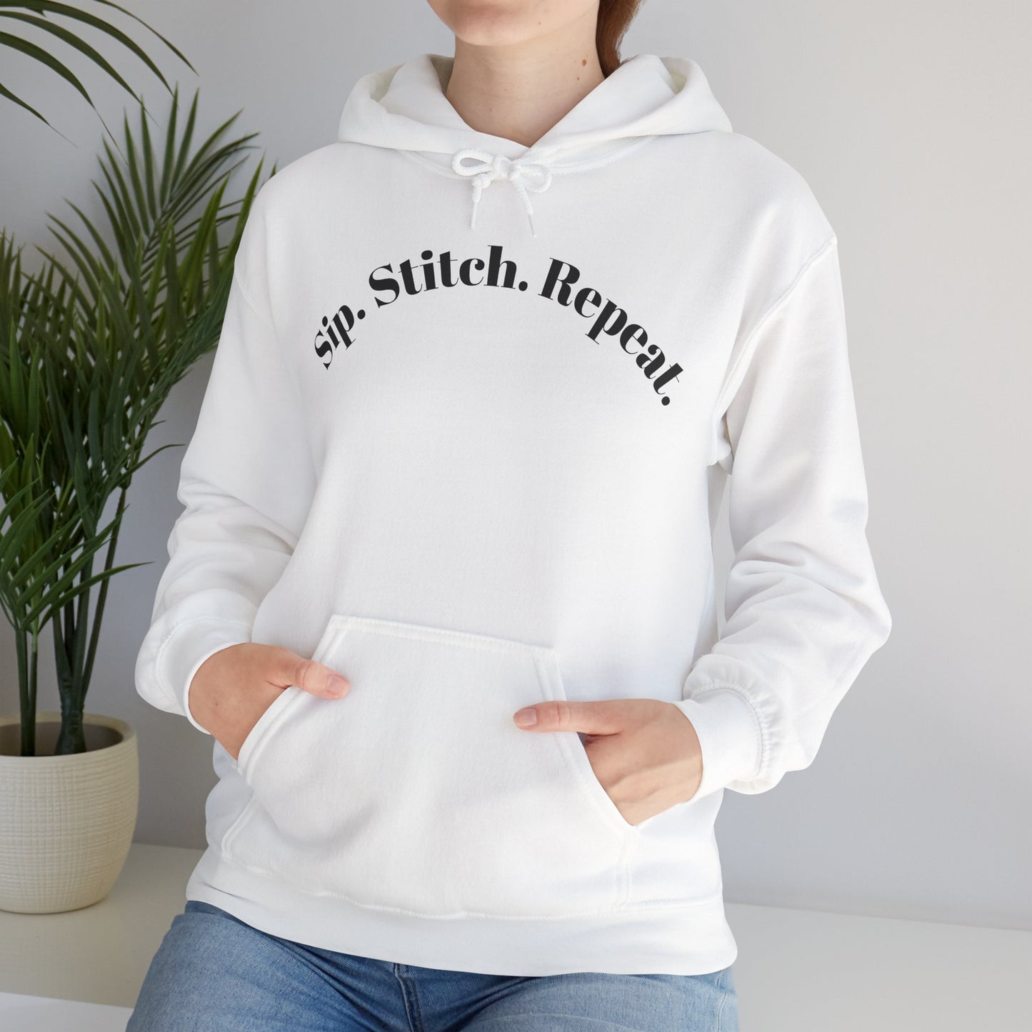 Sip. Stitch. Repeat.™ Hoodie – Cozy Crochet & Knitting Hoodie for Yarn Lovers | Crafting Pullover Sweatshirt
