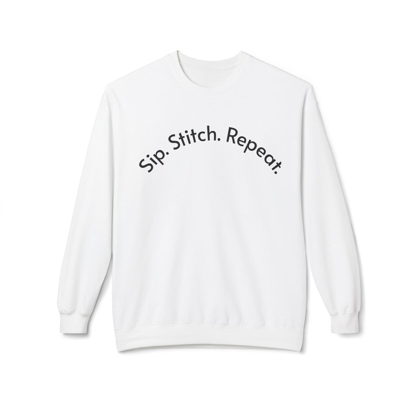 Sip Stitch Repeat™ Crochet & Knitting Sweatshirt – Brewed & Hooked Cozy Crewneck for Yarn Lovers, Coffee & Crochet Gift