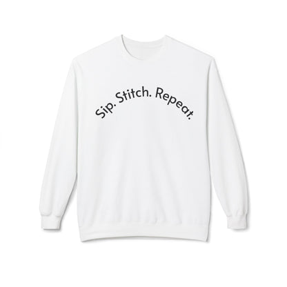Sip Stitch Repeat™ Crochet & Knitting Sweatshirt – Brewed & Hooked Cozy Crewneck for Yarn Lovers, Coffee & Crochet Gift
