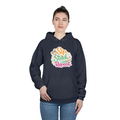 Sip. Stitch. Repeat.™ Hoodie – Cozy Crochet & Coffee Pullover for Makers | Yarn Lover Craft Hoodie