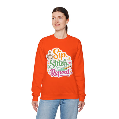 Sip. Stitch. Repeat.™ Sweatshirt — Cozy Maker Crewneck