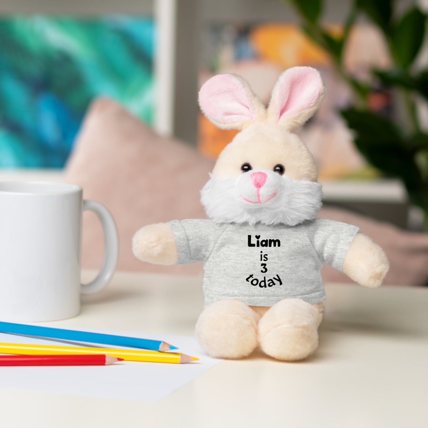 Personalized Birthday Plush Animal – Custom Name & Age Teddy, Bunny, Lion, Panda Gift for Kids
