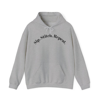 Sip. Stitch. Repeat.™ Hoodie – Cozy Crochet & Knitting Hoodie for Yarn Lovers | Crafting Pullover Sweatshirt