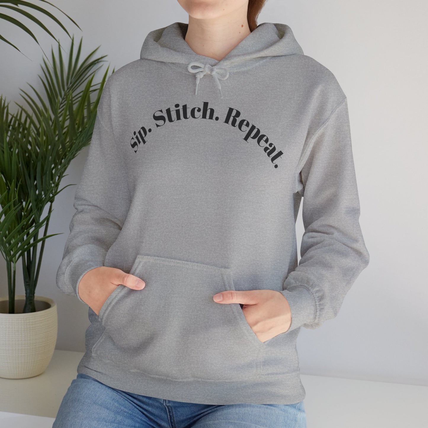 Sip. Stitch. Repeat.™ Hoodie – Cozy Crochet & Knitting Hoodie for Yarn Lovers | Crafting Pullover Sweatshirt