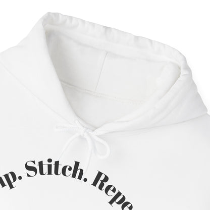 Sip. Stitch. Repeat.™ Hoodie – Cozy Crochet & Knitting Hoodie for Yarn Lovers | Crafting Pullover Sweatshirt
