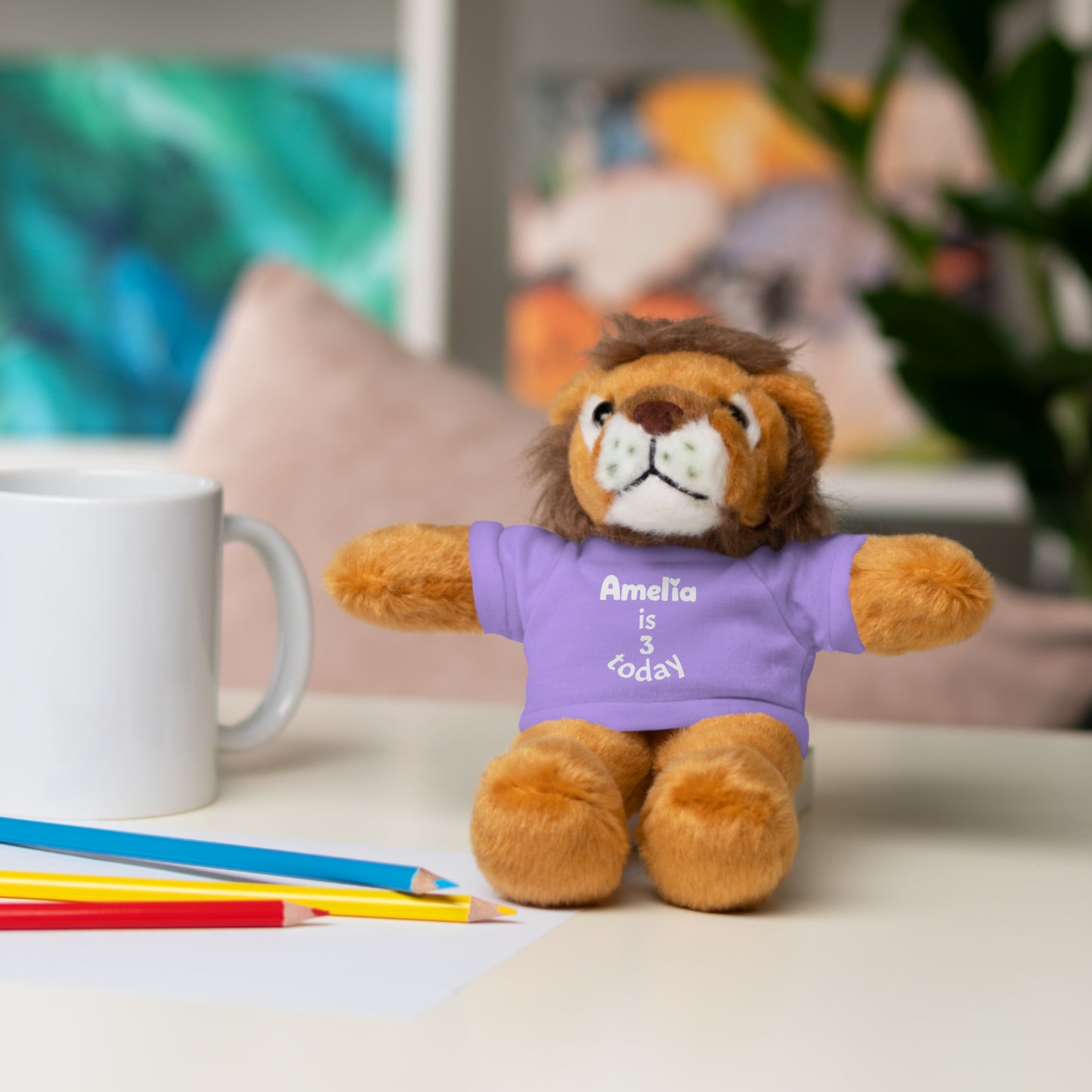 Personalized Birthday Plush Animal – Custom Name & Age Teddy, Bunny, Lion, Panda Gift for Kids