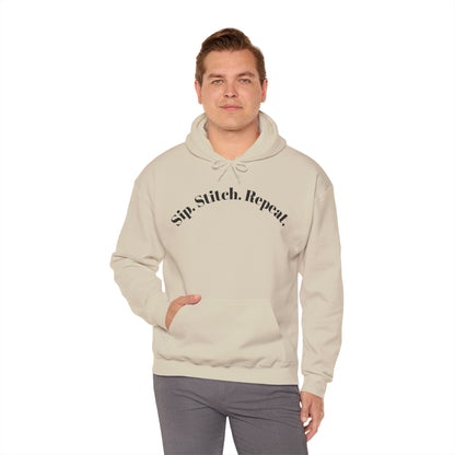 Sip. Stitch. Repeat.™ Hoodie – Cozy Crochet & Knitting Hoodie for Yarn Lovers | Crafting Pullover Sweatshirt