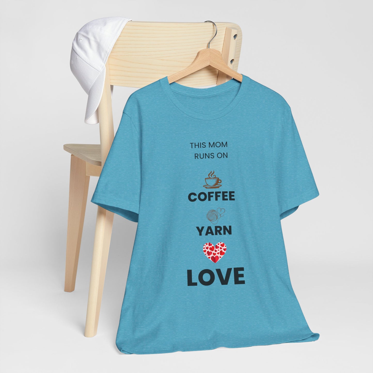Coffee Yarn Love T-Shirt – This Mom Runs on Coffee & Yarn Tee, Crochet Lover Gift, Knitting Mom Shirt, Mother Grandma Aunt Gift Idea