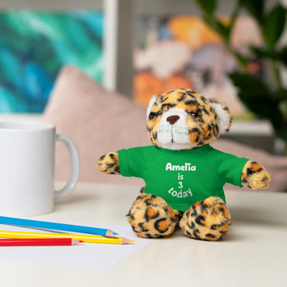 Personalized Birthday Plush Animal – Custom Name & Age Teddy, Bunny, Lion, Panda Gift for Kids