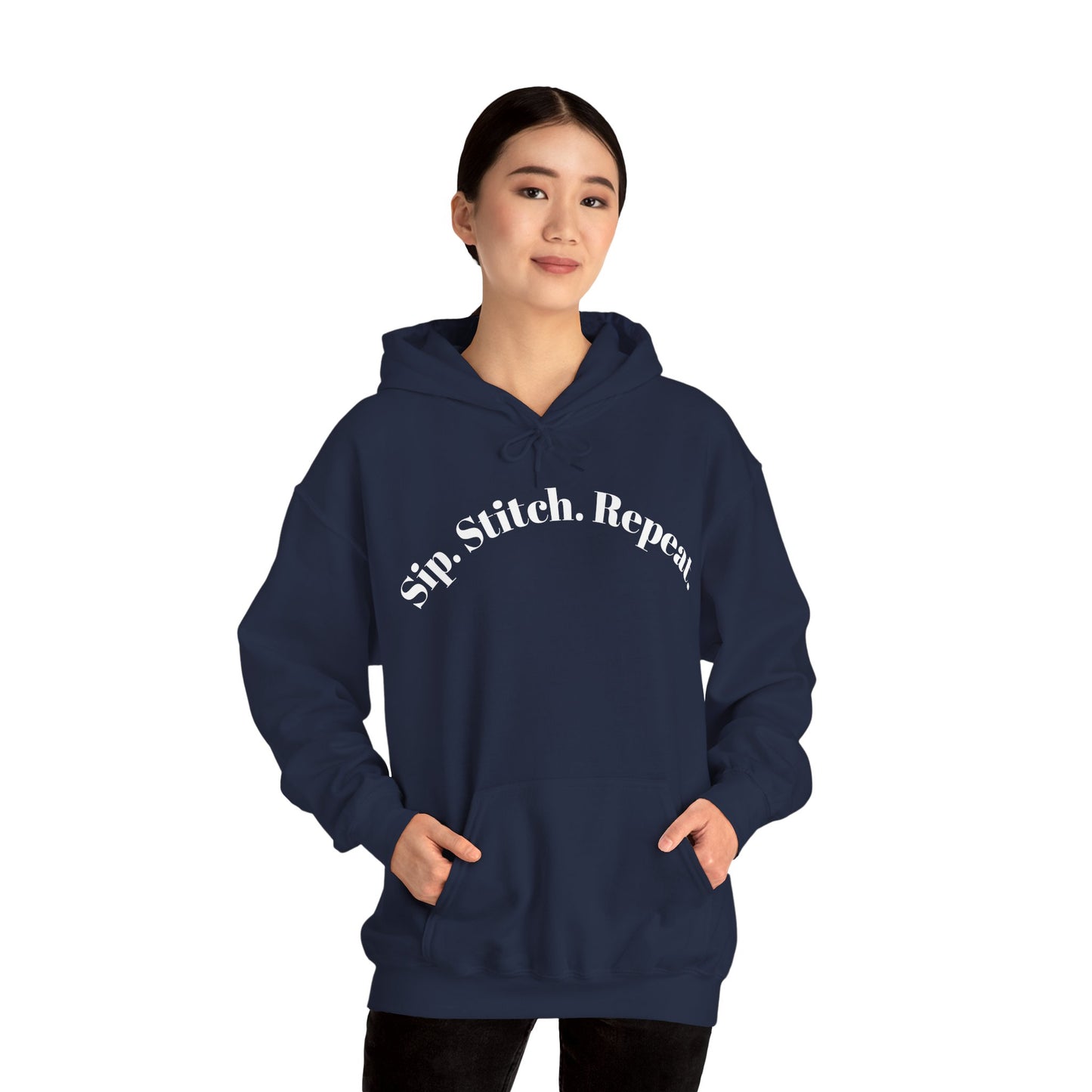 Sip. Stitch. Repeat.™ Hoodie – Cozy Crochet & Knitting Hoodie for Yarn Lovers | Crafting Pullover Sweatshirt