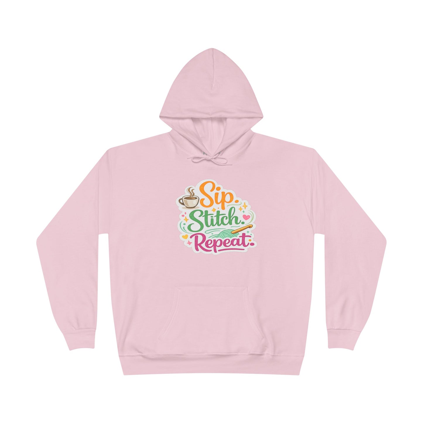 Sip. Stitch. Repeat.™ Hoodie – Cozy Crochet & Coffee Pullover for Makers | Yarn Lover Craft Hoodie
