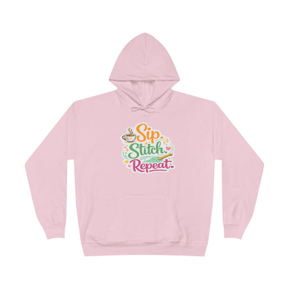 Sip. Stitch. Repeat.™ Hoodie – Cozy Crochet & Coffee Pullover for Makers | Yarn Lover Craft Hoodie