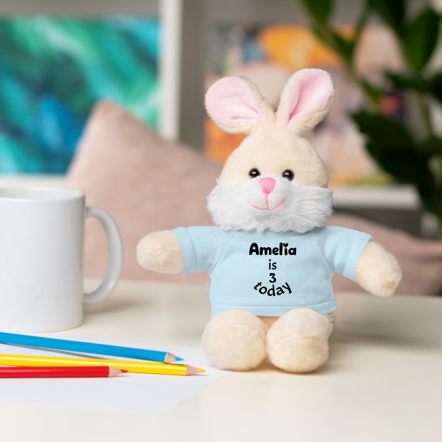 Personalized Birthday Plush Animal – Custom Name & Age Teddy, Bunny, Lion, Panda Gift for Kids