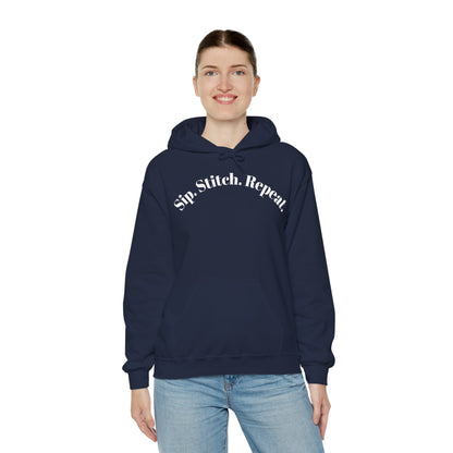 Sip. Stitch. Repeat.™ Hoodie – Cozy Crochet & Knitting Hoodie for Yarn Lovers | Crafting Pullover Sweatshirt