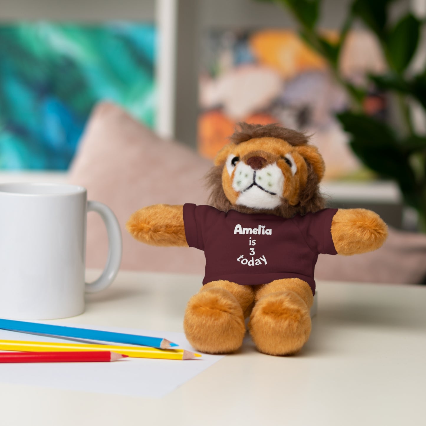 Personalized Birthday Plush Animal – Custom Name & Age Teddy, Bunny, Lion, Panda Gift for Kids