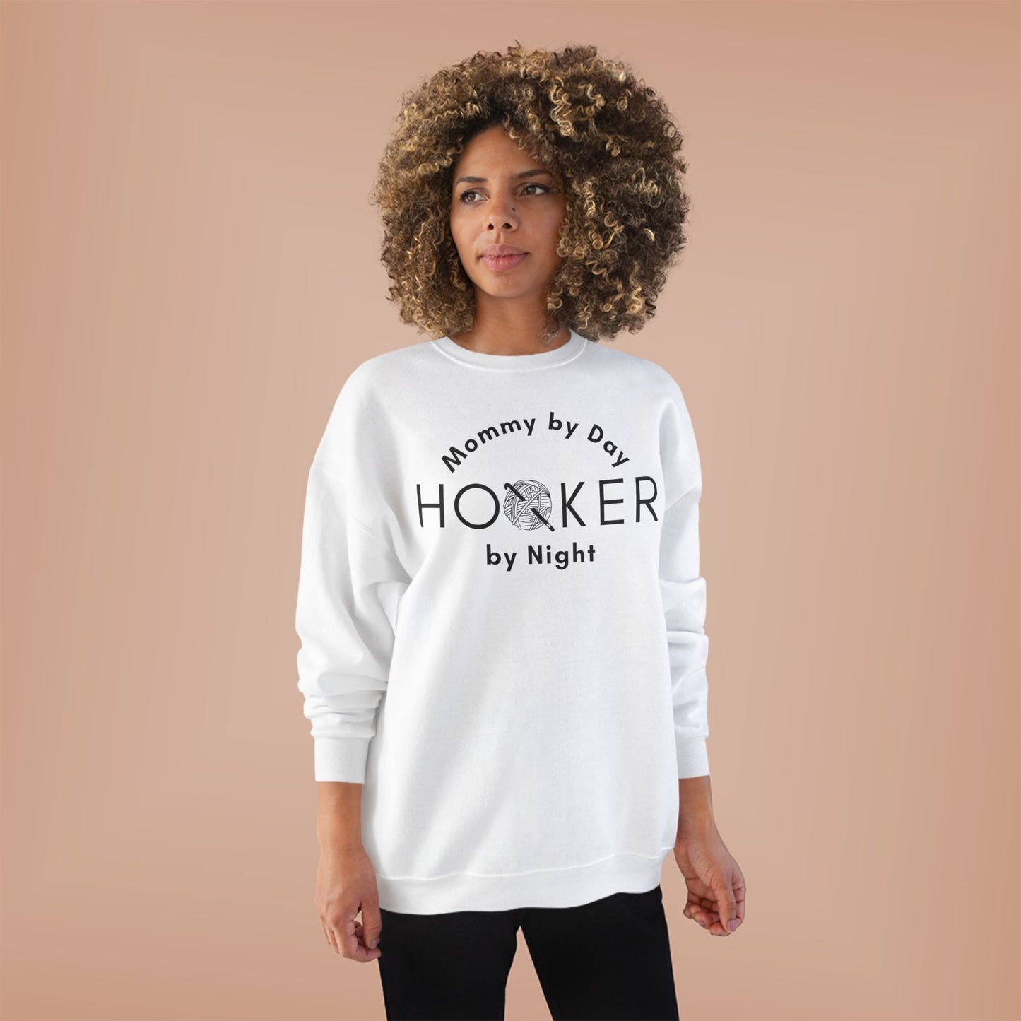 Mommy by Day Hooker by Night Sweatshirt – Funny Crochet Sweatshirt, Yarn Lover Gift, Crochet Humor Crewneck