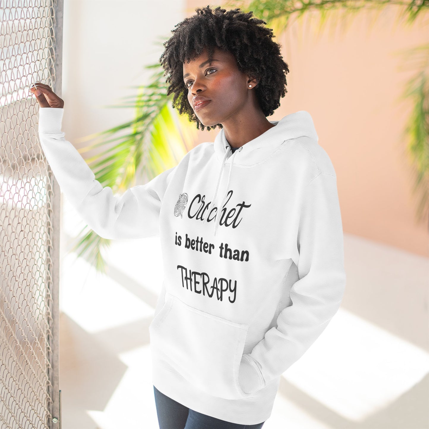 Crochet Is Better Than Therapy Hoodie – Funny Crochet Lover Hoodie, Knitter & Crocheter Gift, Cozy Yarn Lover Pullover