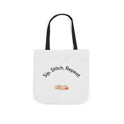 Sip. Stitch. Repeat.™ Tote Bag  for Crochet Knitting Yarn Lover Crafter Project Bag