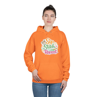 Sip. Stitch. Repeat.™ Hoodie – Cozy Crochet & Coffee Pullover for Makers | Yarn Lover Craft Hoodie