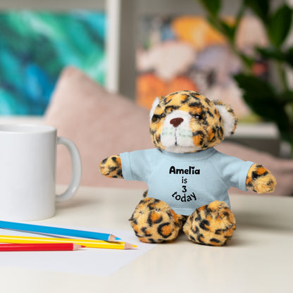 Personalized Birthday Plush Animal – Custom Name & Age Teddy, Bunny, Lion, Panda Gift for Kids