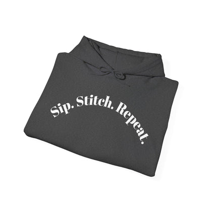Sip. Stitch. Repeat.™ Hoodie – Cozy Crochet & Knitting Hoodie for Yarn Lovers | Crafting Pullover Sweatshirt