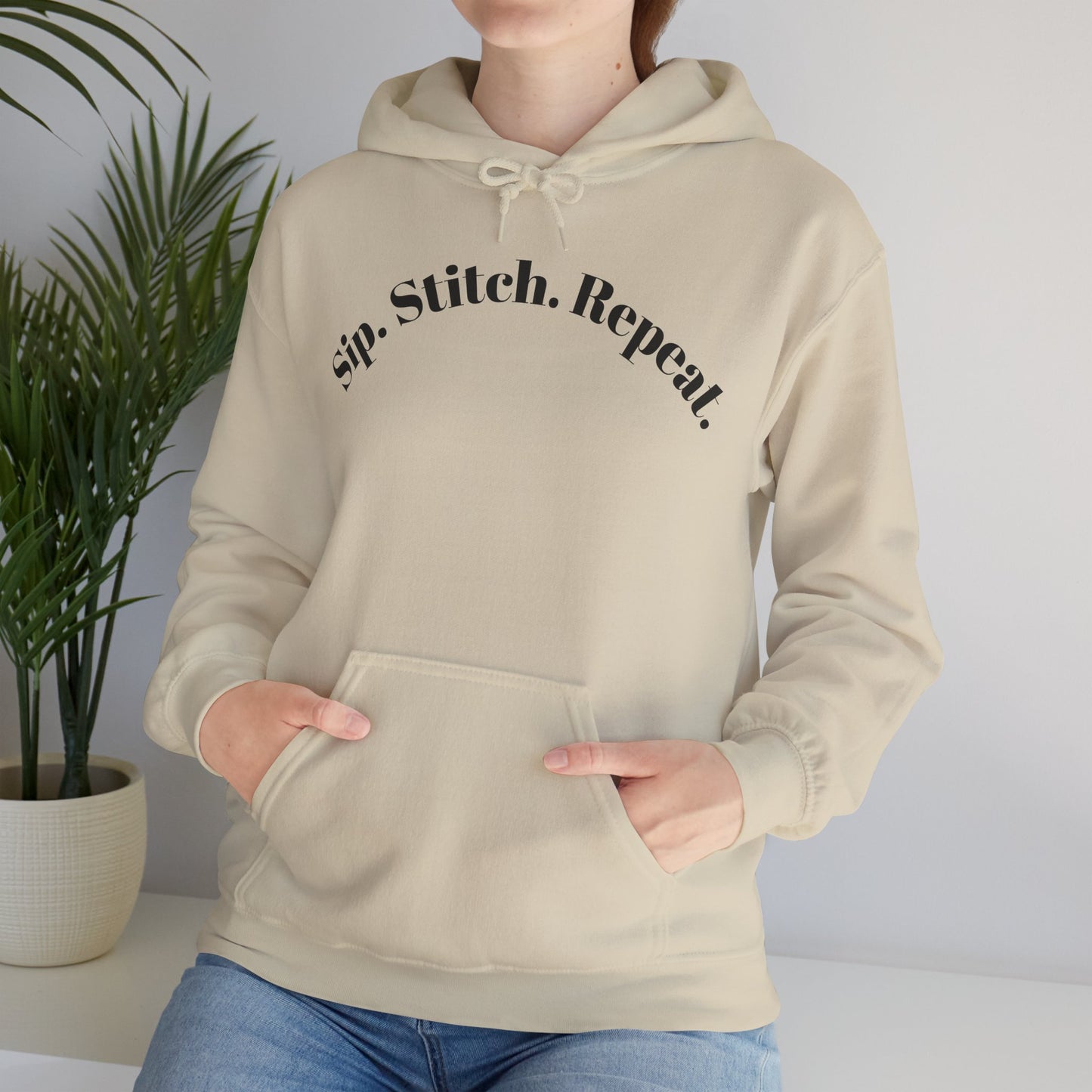 Sip. Stitch. Repeat.™ Hoodie – Cozy Crochet & Knitting Hoodie for Yarn Lovers | Crafting Pullover Sweatshirt