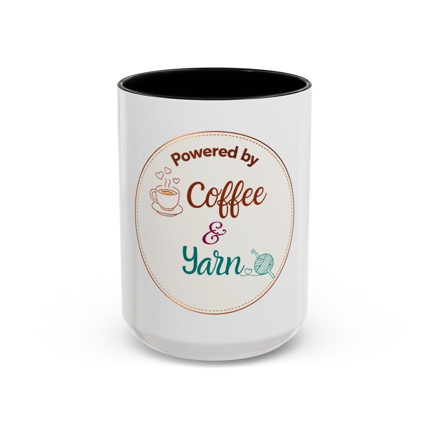Powered by Coffee & Yarn Mug – Crochet Lover Coffee Cup | Knitting & Yarn Gift for Crocheters | Cozy Crafter Mug 11oz 15oz