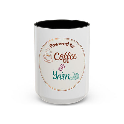 Powered by Coffee & Yarn Mug – Crochet Lover Coffee Cup | Knitting & Yarn Gift for Crocheters | Cozy Crafter Mug 11oz 15oz