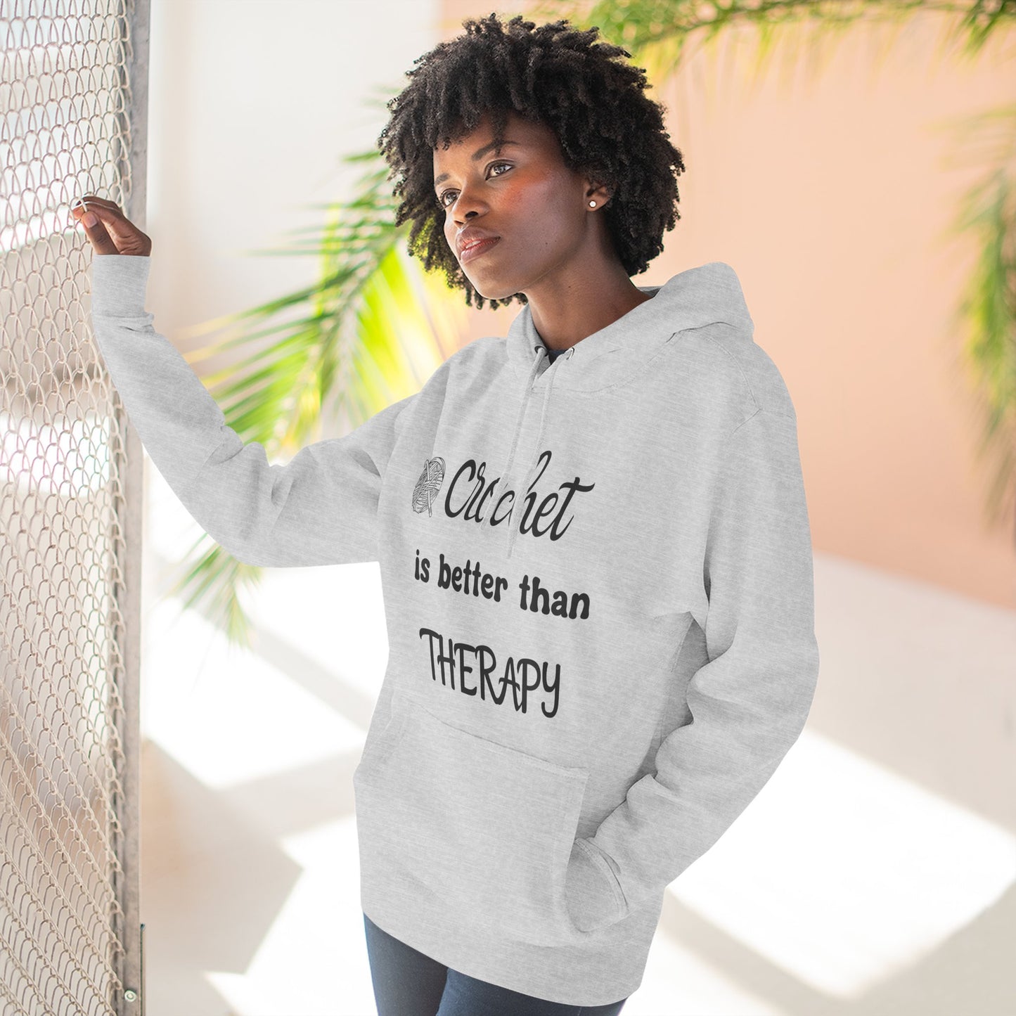 Crochet Is Better Than Therapy Hoodie – Funny Crochet Lover Hoodie, Knitter & Crocheter Gift, Cozy Yarn Lover Pullover