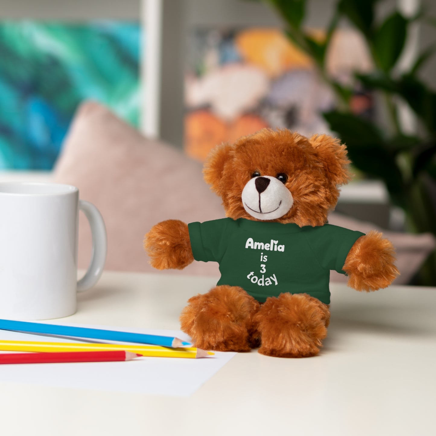 Personalized Birthday Plush Animal – Custom Name & Age Teddy, Bunny, Lion, Panda Gift for Kids