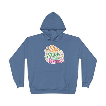 Sip. Stitch. Repeat.™ Hoodie – Cozy Crochet & Coffee Pullover for Makers | Yarn Lover Craft Hoodie