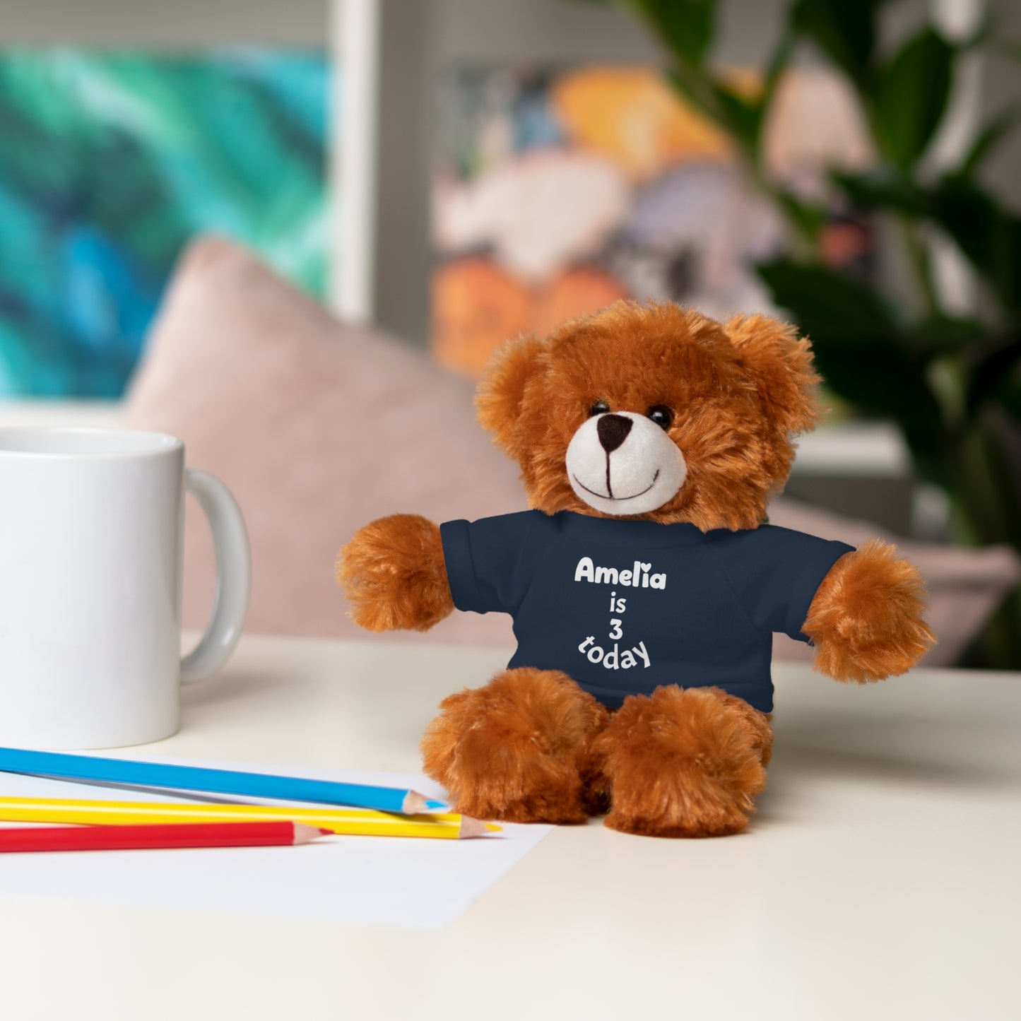 Personalized Birthday Plush Animal – Custom Name & Age Teddy, Bunny, Lion, Panda Gift for Kids