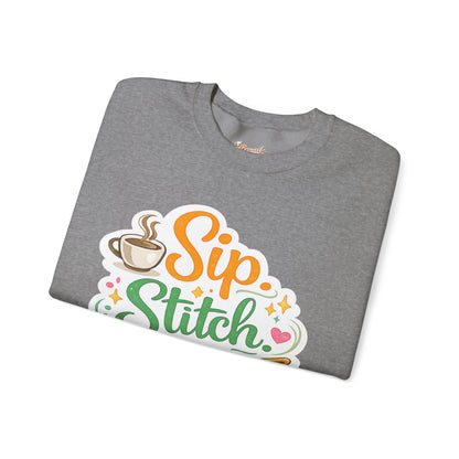 Sip. Stitch. Repeat.™ Sweatshirt — Cozy Maker Crewneck