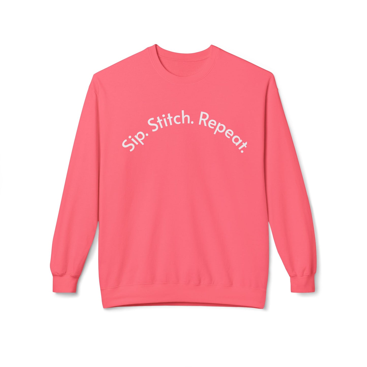 Sip Stitch Repeat™ Crochet & Knitting Sweatshirt – Brewed & Hooked Cozy Crewneck for Yarn Lovers, Coffee & Crochet Gift