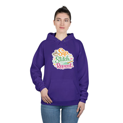 Sip. Stitch. Repeat.™ Hoodie – Cozy Crochet & Coffee Pullover for Makers | Yarn Lover Craft Hoodie