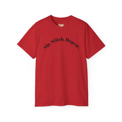 Sip. Stitch. Repeat.™ Shirt – Crochet & Knitting Lover Vintage Tee | Yarn Lover Gift | Cozy Crafter T-Shirt