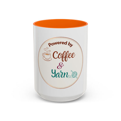Powered by Coffee & Yarn Mug – Crochet Lover Coffee Cup | Knitting & Yarn Gift for Crocheters | Cozy Crafter Mug 11oz 15oz