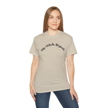 Sip. Stitch. Repeat.™ Shirt – Crochet & Knitting Lover Vintage Tee | Yarn Lover Gift | Cozy Crafter T-Shirt