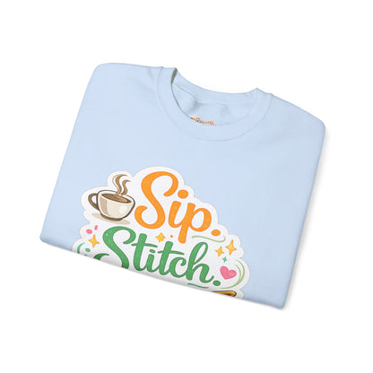 Sip. Stitch. Repeat.™ Sweatshirt — Cozy Maker Crewneck