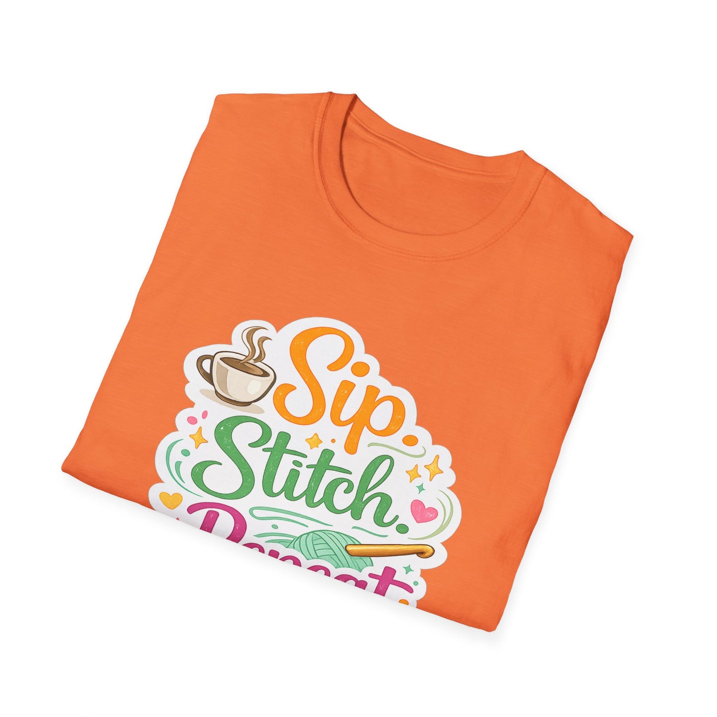 Sip. Stitch. Repeat.™ T-Shirt — Cute Crochet Knitting Crafter Tee