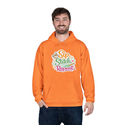 Sip. Stitch. Repeat.™ Hoodie – Cozy Crochet & Coffee Pullover for Makers | Yarn Lover Craft Hoodie