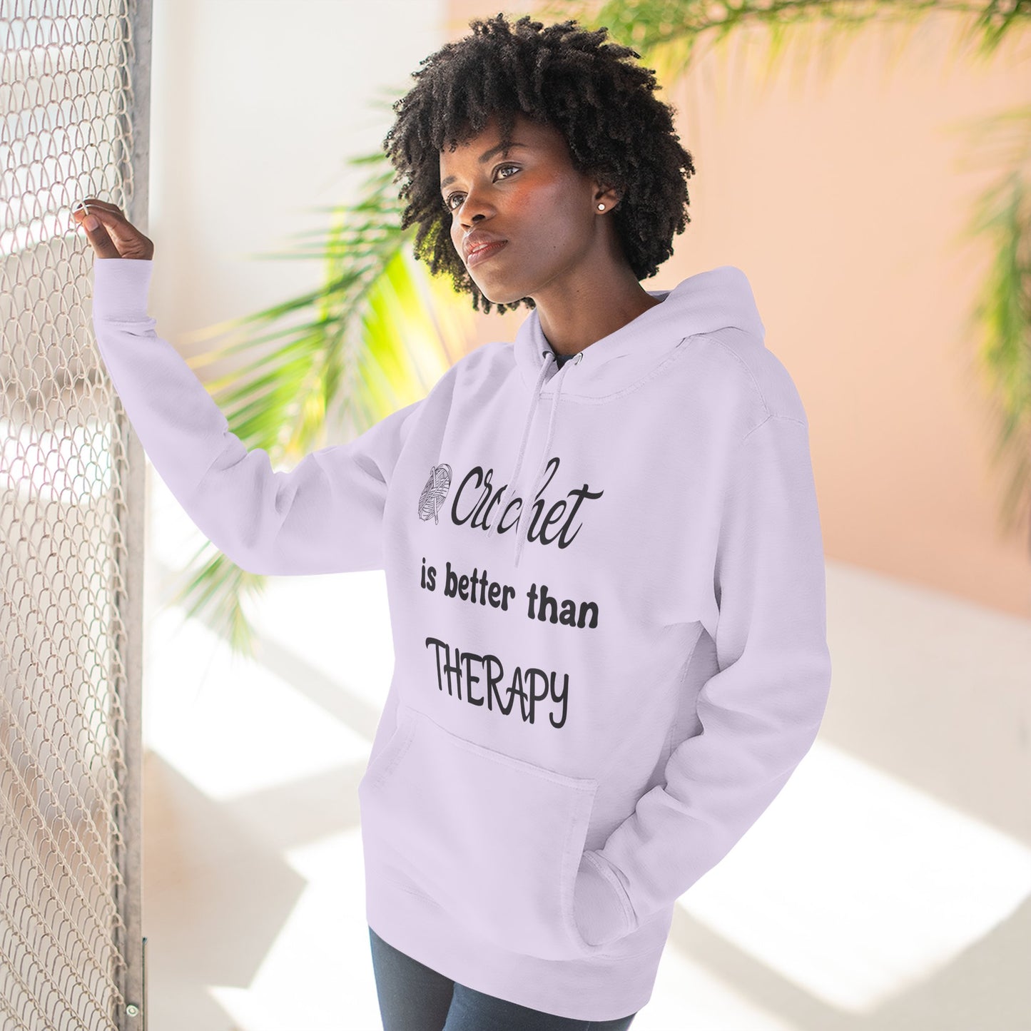 Crochet Is Better Than Therapy Hoodie – Funny Crochet Lover Hoodie, Knitter & Crocheter Gift, Cozy Yarn Lover Pullover