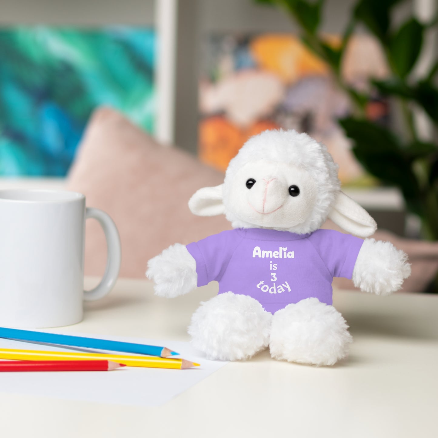 Personalized Birthday Plush Animal – Custom Name & Age Teddy, Bunny, Lion, Panda Gift for Kids