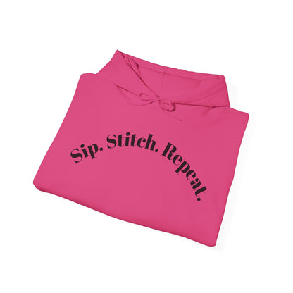 Sip. Stitch. Repeat.™ Hoodie – Cozy Crochet & Knitting Hoodie for Yarn Lovers | Crafting Pullover Sweatshirt