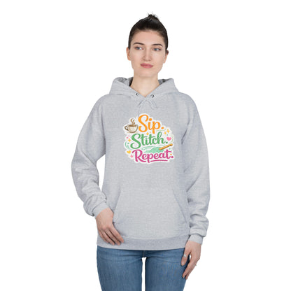Sip. Stitch. Repeat.™ Hoodie – Cozy Crochet & Coffee Pullover for Makers | Yarn Lover Craft Hoodie