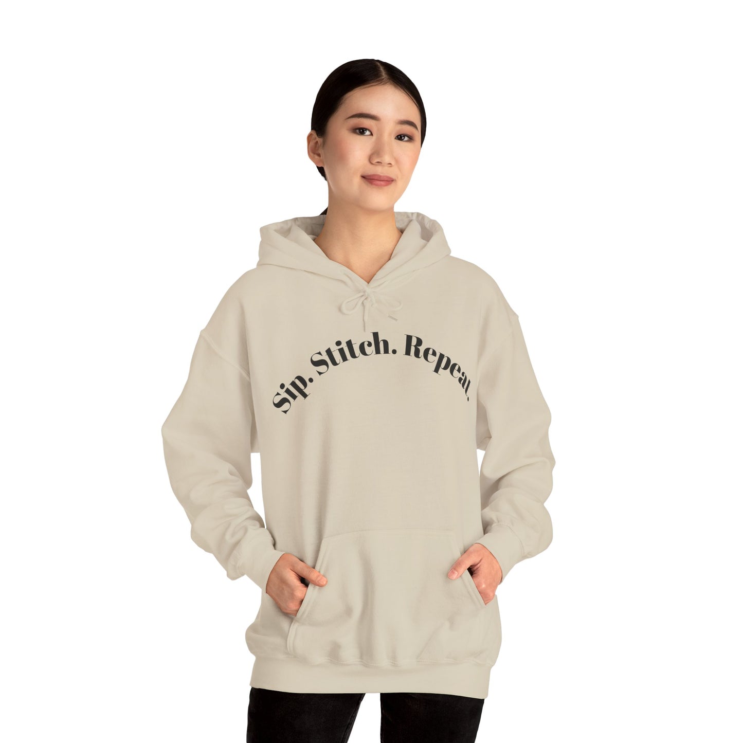 Sip. Stitch. Repeat.™ Hoodie – Cozy Crochet & Knitting Hoodie for Yarn Lovers | Crafting Pullover Sweatshirt