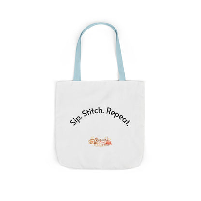 Sip. Stitch. Repeat.™ Tote Bag  for Crochet Knitting Yarn Lover Crafter Project Bag