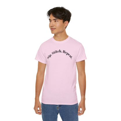 Sip. Stitch. Repeat.™ Shirt – Crochet & Knitting Lover Vintage Tee | Yarn Lover Gift | Cozy Crafter T-Shirt
