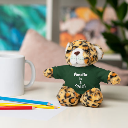 Personalized Birthday Plush Animal – Custom Name & Age Teddy, Bunny, Lion, Panda Gift for Kids
